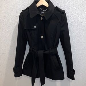 Express black pea coat with belt. Size medium
